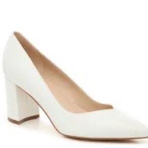 Marc Fisher Caitlin Block Heel in White Leather Size 8.5